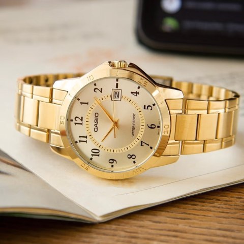 ZŁOTY ZEGAREK MĘSKI CASIO MTP-V004G-9B (zd047a) + BOX Casio