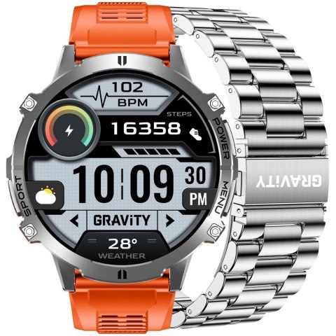 SMARTWATCH MĘSKI GRAVITY GT42-4 - AMOLED, DODATKOWA BRANSOLETA (sg056d) Gravity
