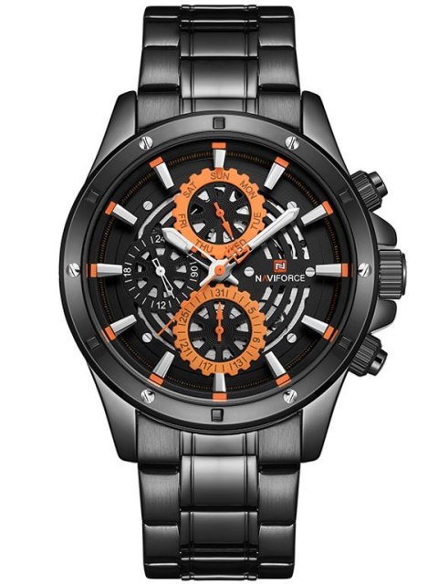 ZEGAREK MĘSKI NAVIFORCE - NF9149 (zn090a) black / orange + BOX Naviforce