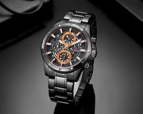 ZEGAREK MĘSKI NAVIFORCE - NF9149 (zn090a) black / orange + BOX Naviforce