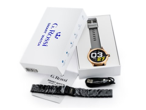 SMARTWATCH MĘSKI G. Rossi SW012-5 gold/gray + dodatkowa BRANSOLETA (sg007e) G. Rossi