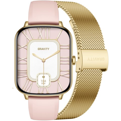 SMARTWATCH DAMSKI GRAVITY GT30-1 - ROZMOWY BLUETOOTH, DODATKOWY PASEK (sg058a) Gravity