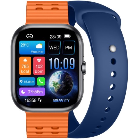 SMARTWATCH MĘSKI GRAVITY GT29-2 - ROZMOWY BLUETOOTH, DODATKOWY PASEK (sg057b) Gravity