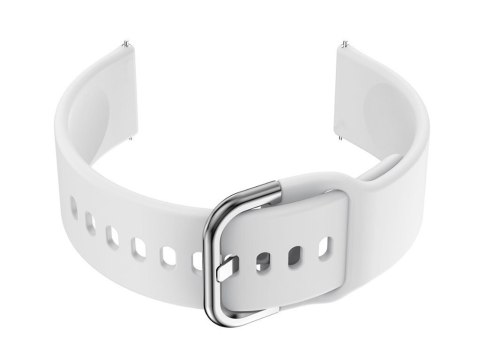 Pasek gumowy do smartwatch U01 - biały/srebrny - 18mm Pacific