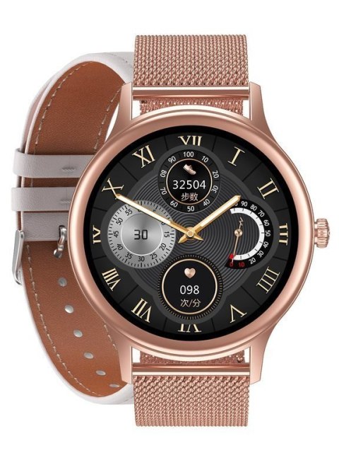 SMARTWATCH DAMSKI PACIFIC 18-2 - BRANSOLETA + PASEK: Rosegold / Biały (sy015b) Pacific