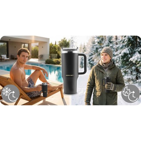 Termos próżniowy kubek z zestawem słomek 1180 ml Berdsen czarny