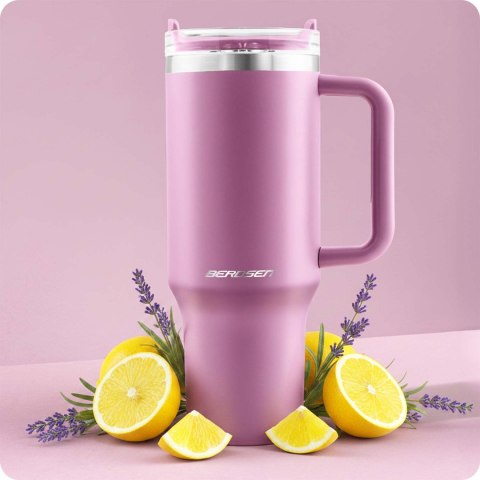 Termos próżniowy kubek z zestawem słomek 1180 ml Berdsen różowy