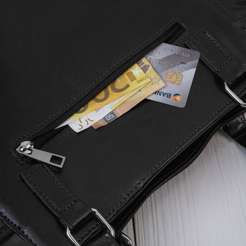 Torebka damska na ramię skórzana klasyczna czarna zamszowa shopperka Paolo Peruzzi Z-58-BLZM
