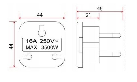 ADAPTER GNIAZDO UK / WTYK PL 16A 2500W, BIAŁE