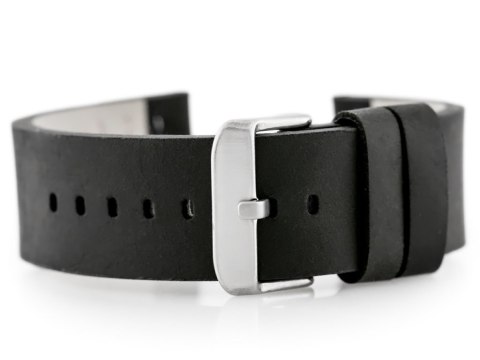Pasek skórzany do zegarka W39 - czarny/biały 20mm Pacific