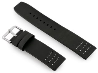 Pasek skórzany do zegarka W39 - czarny/biały 20mm Pacific
