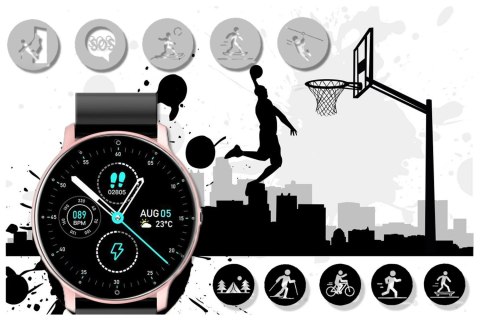 SMARTWATCH UNISEX GRAVITY GT1-2 PULSOMETR, WŁASNE TARCZE (sg015b) Gravity