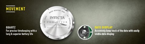 ZEGAREK MĘSKI INVICTA PRO DIVER 22021 - WODOSZCZLNOŚĆ 200m, koperta 43mm Invicta