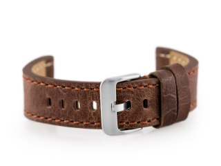 Pasek skórzany do zegarka W48 - PREMIUM - ciemnobrązowy II - 20mm Pacific