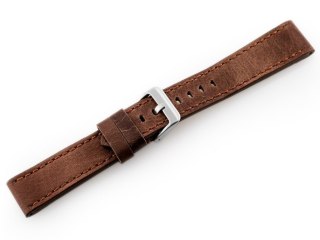 Pasek skórzany do zegarka W48 - PREMIUM - ciemnobrązowy II - 20mm Pacific