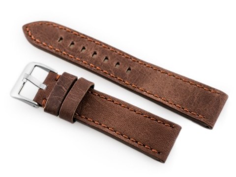 Pasek skórzany do zegarka W48 - PREMIUM - ciemnobrązowy II - 20mm Pacific