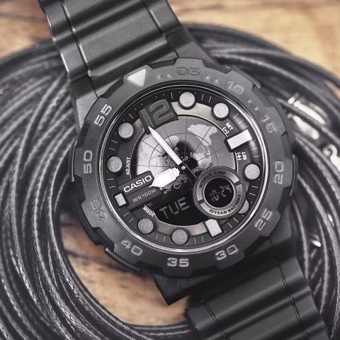 ZEGAREK MĘSKI CASIO AEQ-100W-1BV (zd070b) - WORLD TIME + BOX Casio