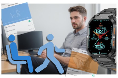 SMARTWATCH MĘSKI GRAVITY GT6-2 - WYKONYWANIE POŁĄCZEŃ, MONITOR SNU (sg020b) Gravity