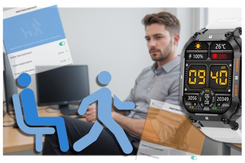 SMARTWATCH MĘSKI GRAVITY GT6-8 - WYKONYWANIE POŁĄCZEŃ, MONITOR SNU (sg020h) Gravity