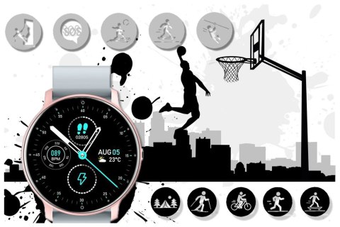 SMARTWATCH UNISEX GRAVITY GT1-8 - PULSOMETR, WŁASNE TARCZE (sg015h) Gravity