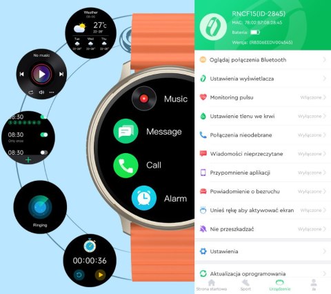 SMARTWATCH UNISEX Rubicon RNCF15 - BLUETOOTH CALL, ŁADOWANIE BEZPRZEWODOWE (sr057c) Rubicon