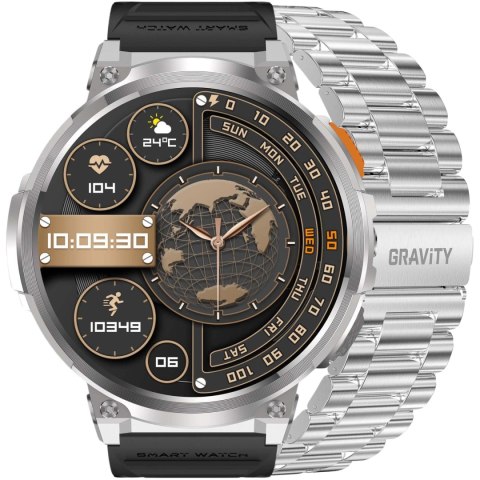 SMARTWATCH MĘSKI GRAVITY GT23-2 - LATARKA, DODATKOWY PASEK (sg031b) Gravity