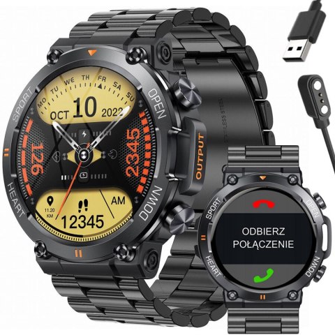 SMARTWATCH MĘSKI GRAVITY GT7-2 PRO - WYKONYWANIE POŁĄCZEŃ, PULSOKSYMETR (sg018b) Gravity