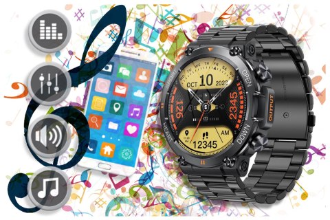 SMARTWATCH MĘSKI GRAVITY GT7-2 PRO - WYKONYWANIE POŁĄCZEŃ, PULSOKSYMETR (sg018b) Gravity