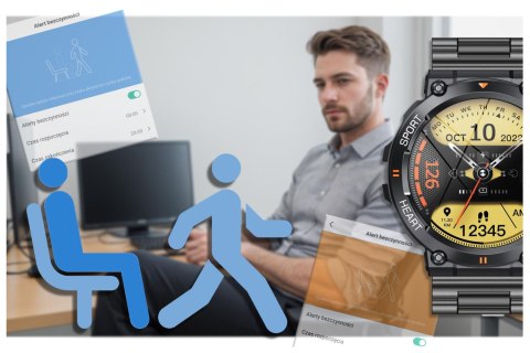 SMARTWATCH MĘSKI GRAVITY GT7-2 PRO - WYKONYWANIE POŁĄCZEŃ, PULSOKSYMETR (sg018b) Gravity